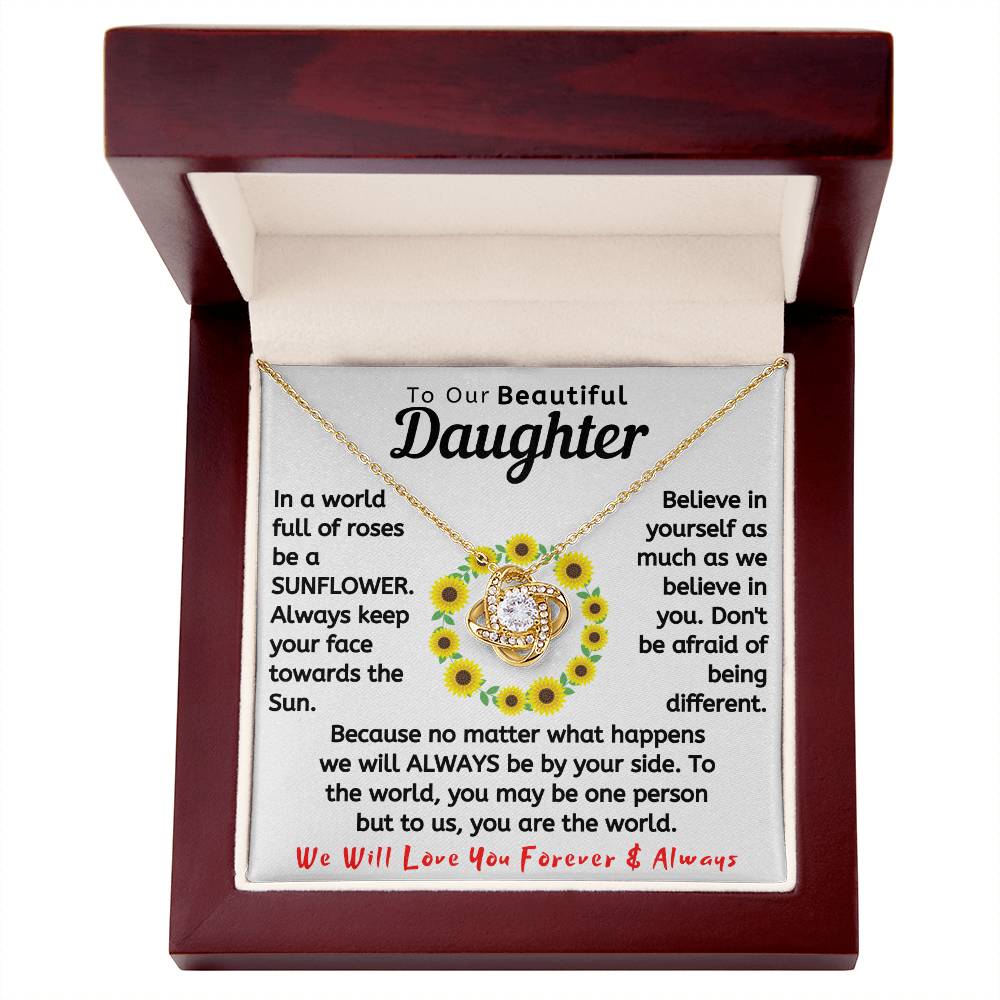 To Our Beautiful Daughter Necklace - In a world full of roses be a Sunflower (d.lk.004)