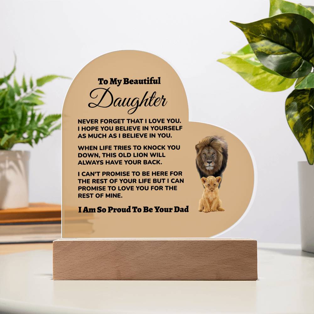 Dad to Daughter - So Proud - Acrylic Heart Plaque (dd.003.ach)