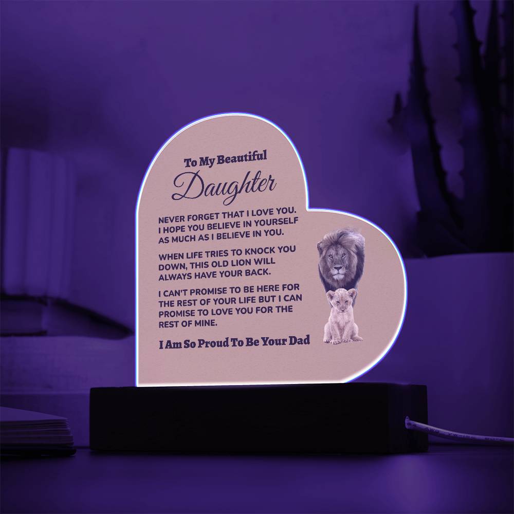 Dad to Daughter - So Proud - Acrylic Heart Plaque (dd.003.ach)