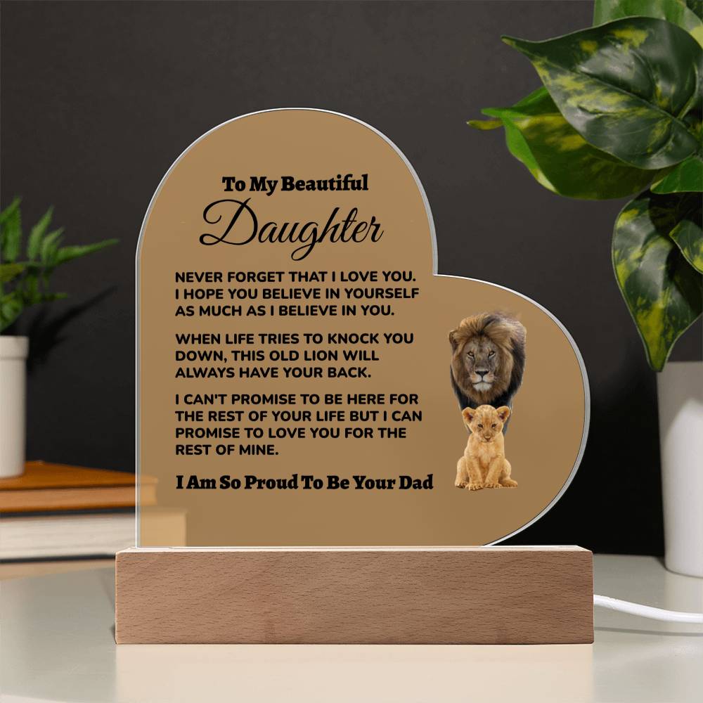 Dad to Daughter - So Proud - Acrylic Heart Plaque (dd.003.ach)