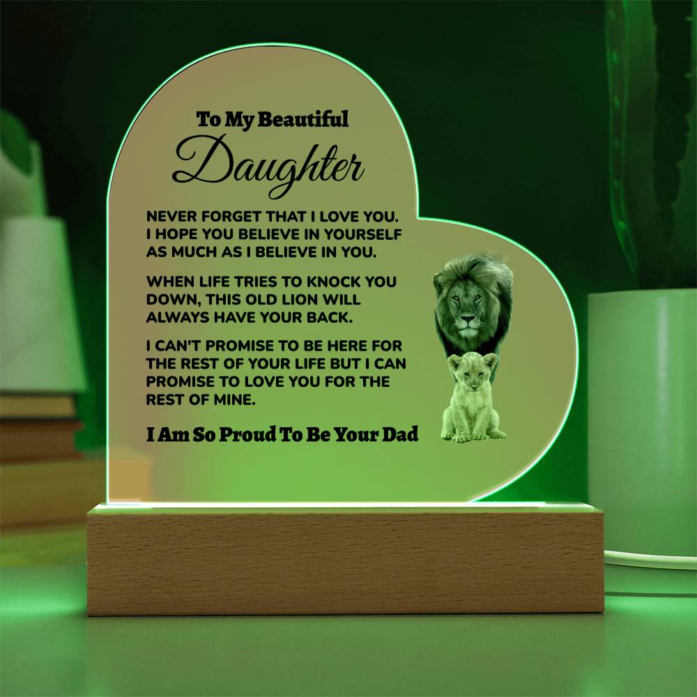 Dad to Daughter - So Proud - Acrylic Heart Plaque (dd.003.ach)