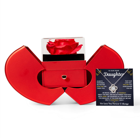 To Our Daughter Necklace From Mom & Dad – Our Love Will Follow You - Red Heart Red Rose Box