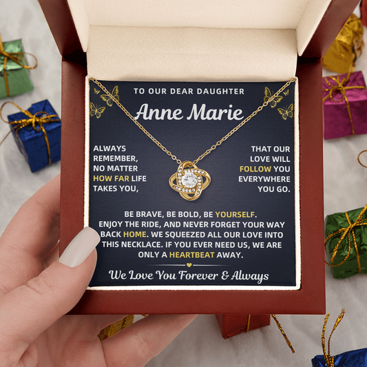 To Our Daughter Necklace From Mom & Dad – Love Will Follow- Personalize