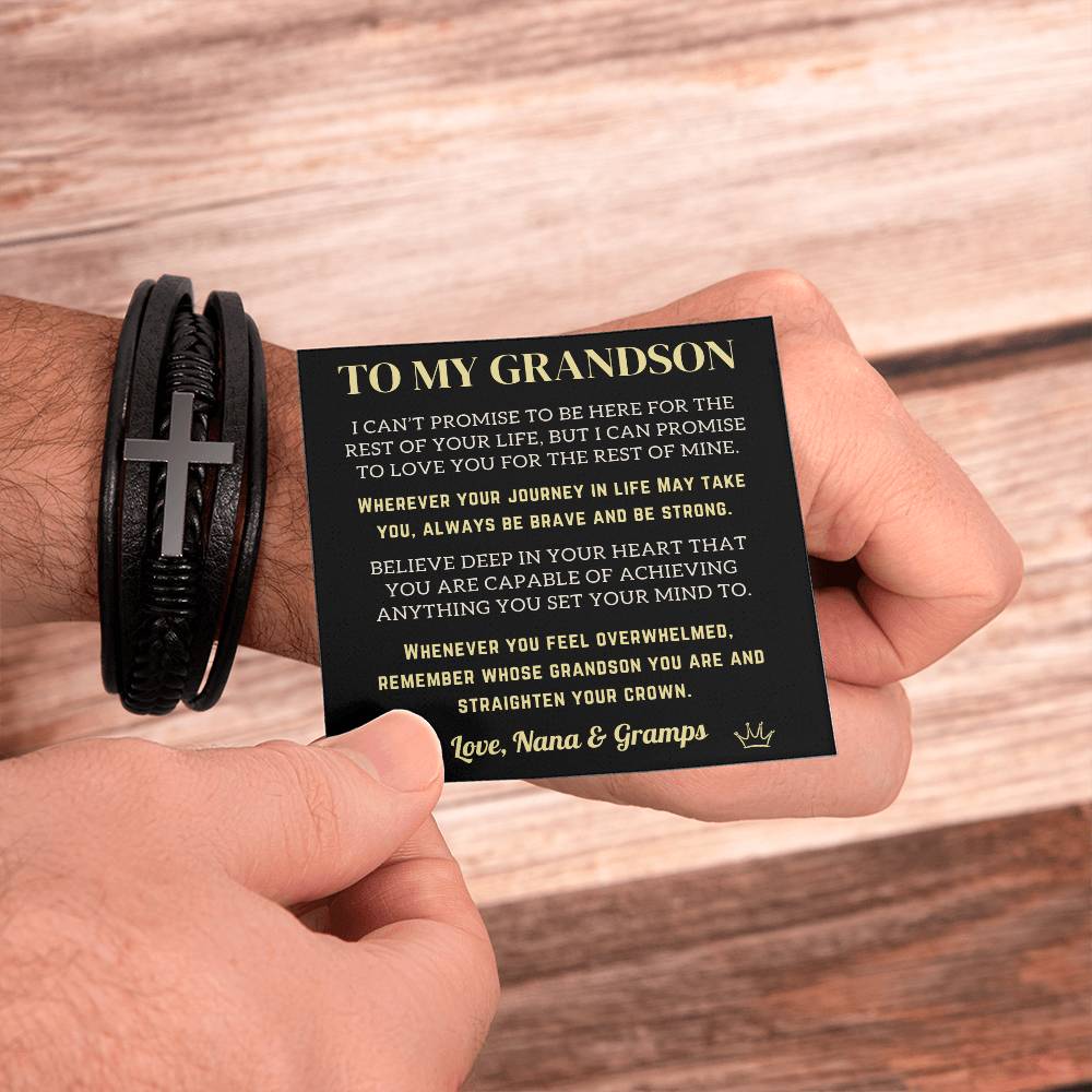 Grandpa/Grandma to Grandson Cross Bracelet - Believe (128.cb.005p) Personalizable ⬇️