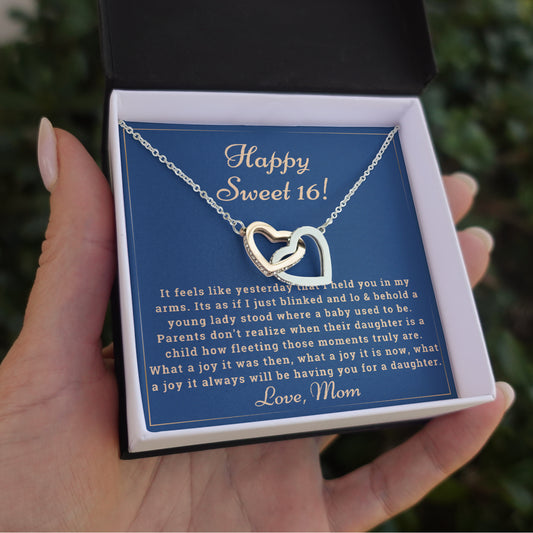 Happy Sweet 16 daughter - what a joy | 16th Birthday Gift for Daughter - Happy Sweet 16 gift | Necklace for Daughter | Parents to Daughter Gift