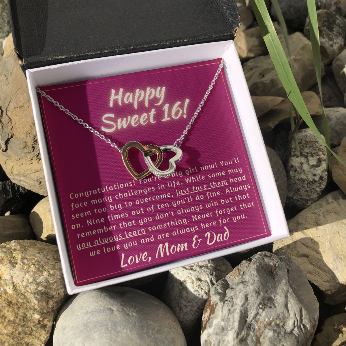 Happy Sweet 16 daughter - face up | 16th Birthday Gift for Daughter - Happy Sweet 16 gift | Necklace for Daughter | Necklace Parents to Daughter
