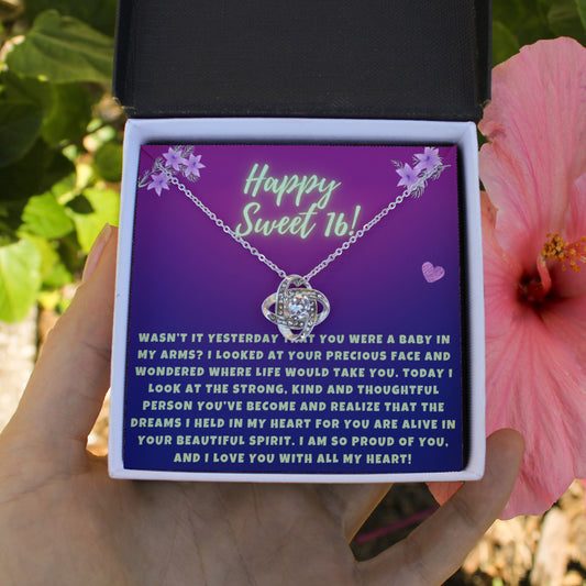 Happy Sweet 16 daughter - so proud of you | 16th Birthday Gift for Daughter - Happy Sweet 16 gift | Necklace for Daughter | Parents to Daughter Gift