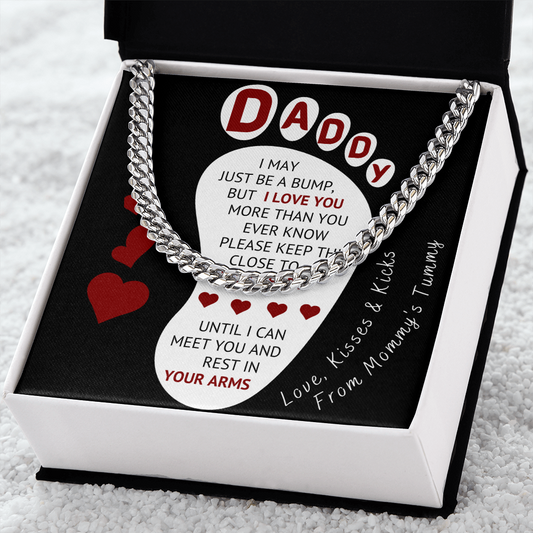 Baby Bump To Daddy Cuban Link Chain - Love, Kisses & Kicks From Mommy's Tummy - (f.004fp.clc)
