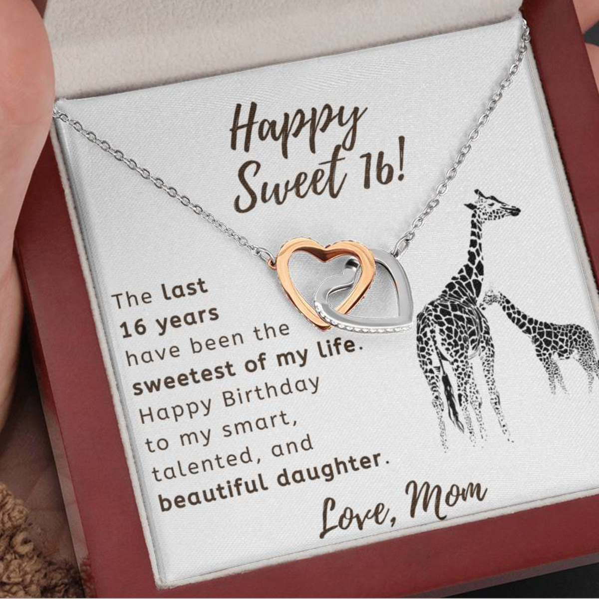Happy Sweet 16 Daughter Necklace - sweetest of my life | 16th Birthday Gift for Daughter - Happy Sweet 16 gift | Mom to Daughter Gift