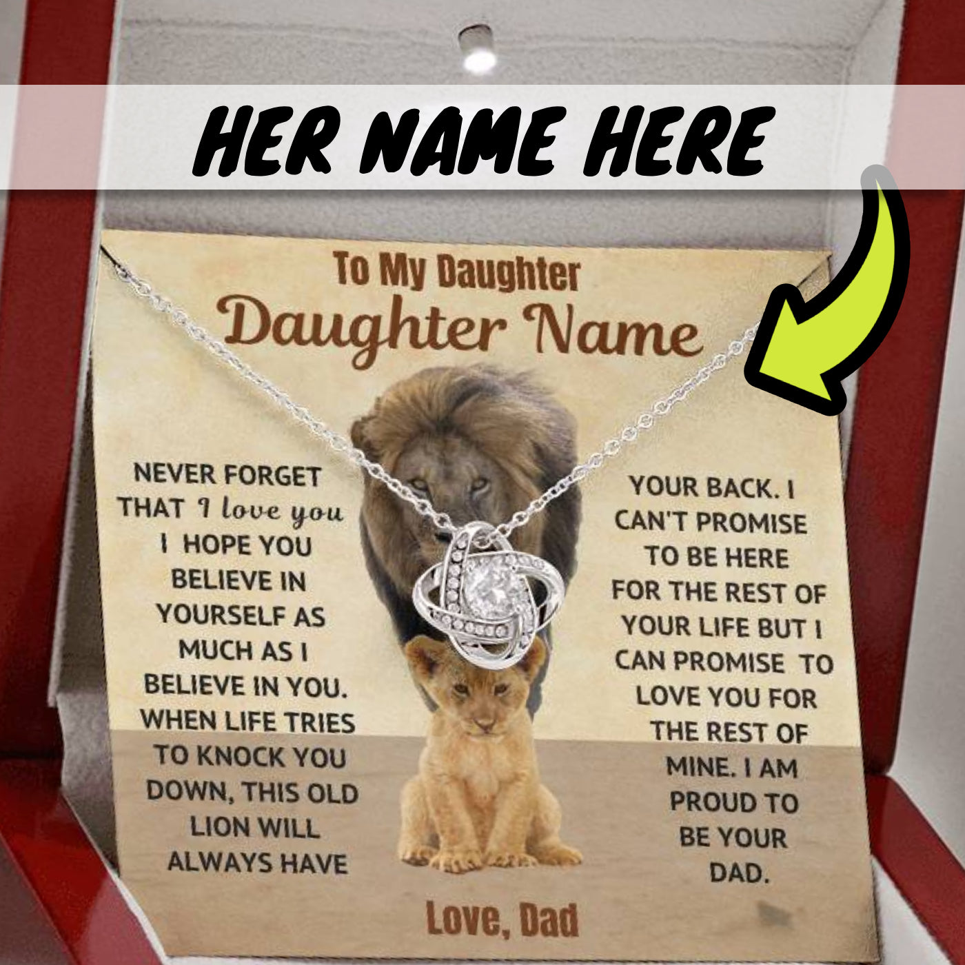 Dad To Daughter Love Knot Necklace (d.004p.lk) Personalize It ⬇️