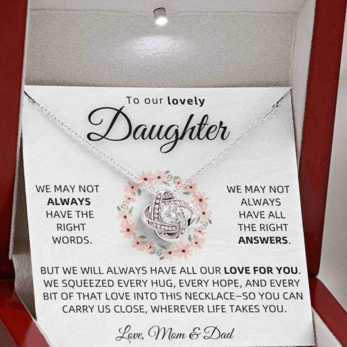 To Our Daughter Necklace From Mom and Dad – Love Knot Gift