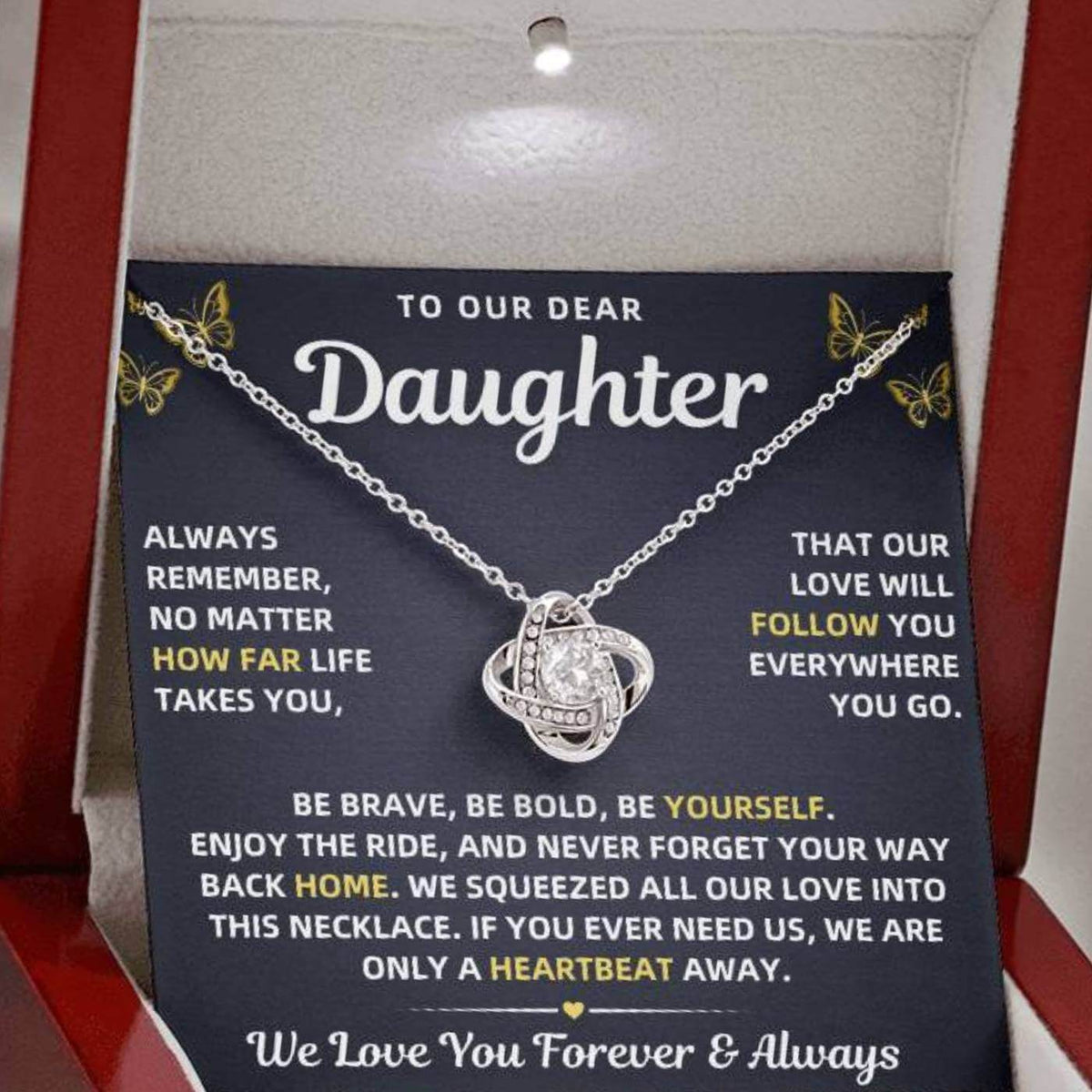 To Our Daughter Necklace From Mom & Dad – Our Love Will Follow You