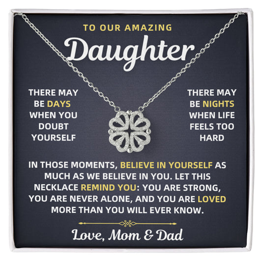 To Our Amazing Daughter Necklace From Mom & Dad – Believe in Yourself Gift - Magnetic Hearts