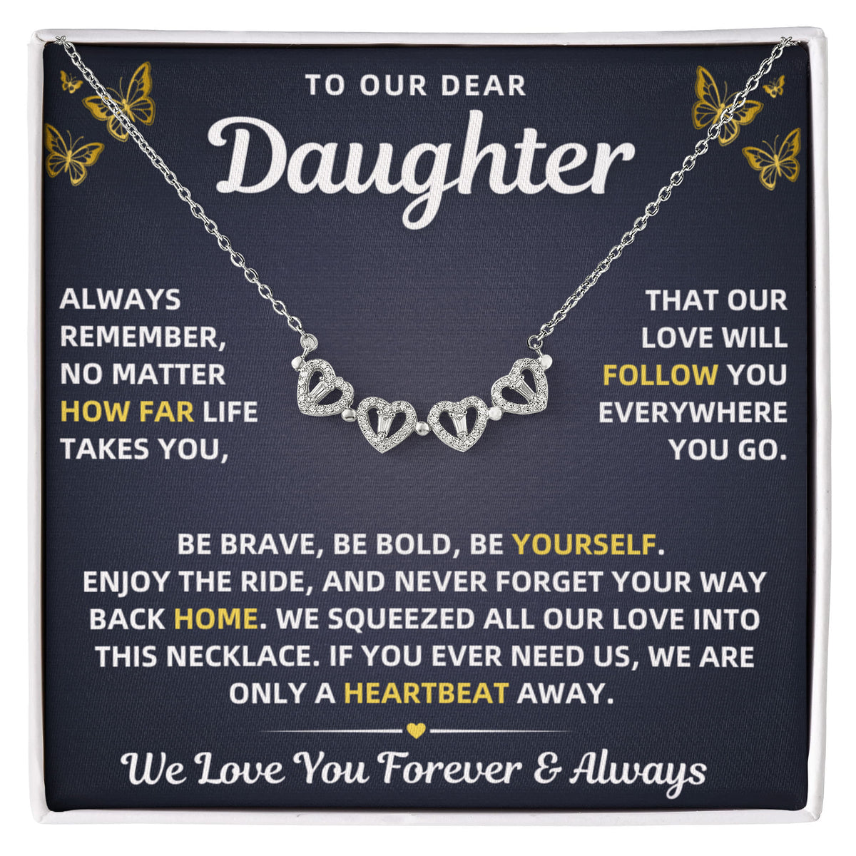 To Our Daughter Necklace From Mom & Dad – Our Love Will Follow You - Magnetic Hearts