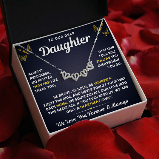 To Our Daughter Necklace From Mom & Dad – Our Love Will Follow You - Magnetic Hearts