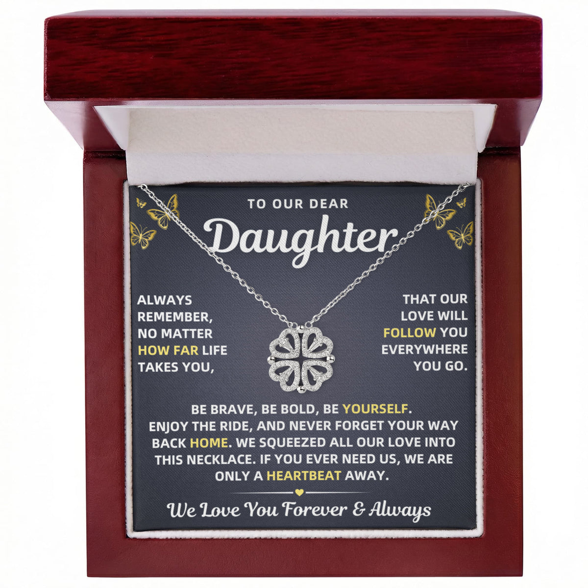 To Our Daughter Necklace From Mom & Dad – Our Love Will Follow You - Magnetic Hearts