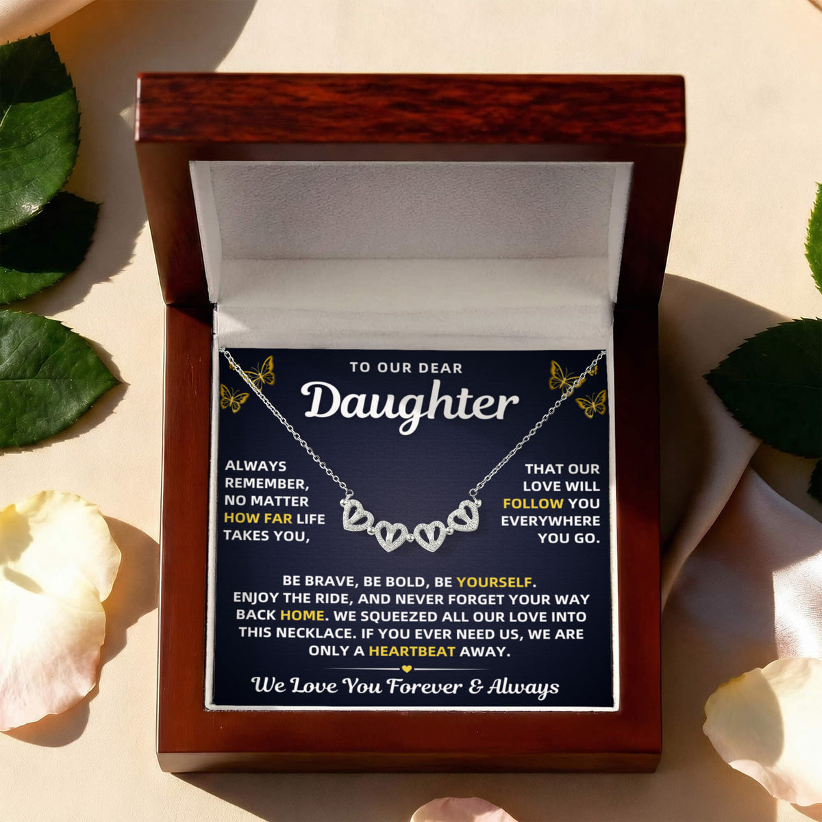 To Our Daughter Necklace From Mom & Dad – Our Love Will Follow You - Magnetic Hearts