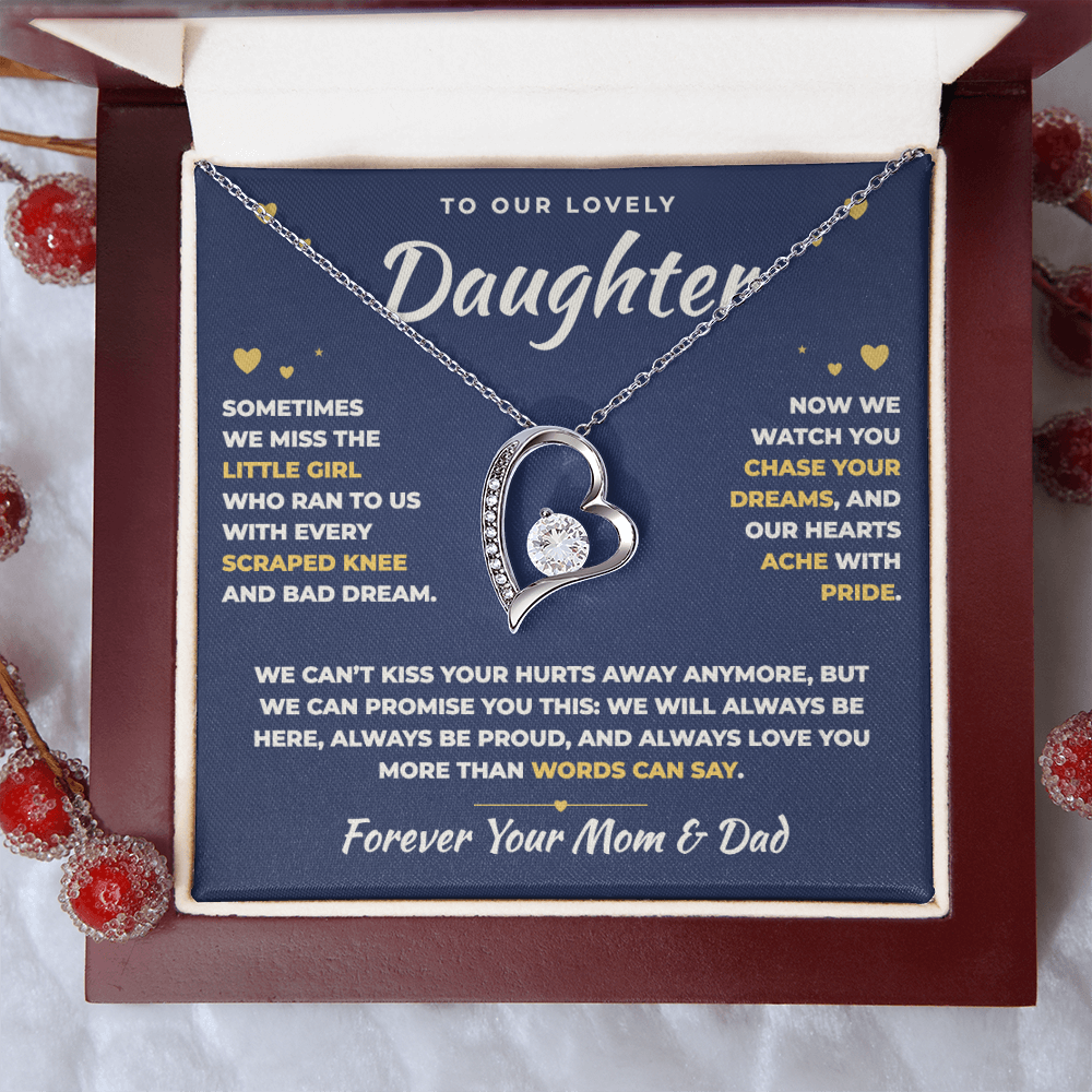 To Our Daughter Necklace From Mom & Dad – Our Hearts Ache With Pride (md.lg.3.fl)