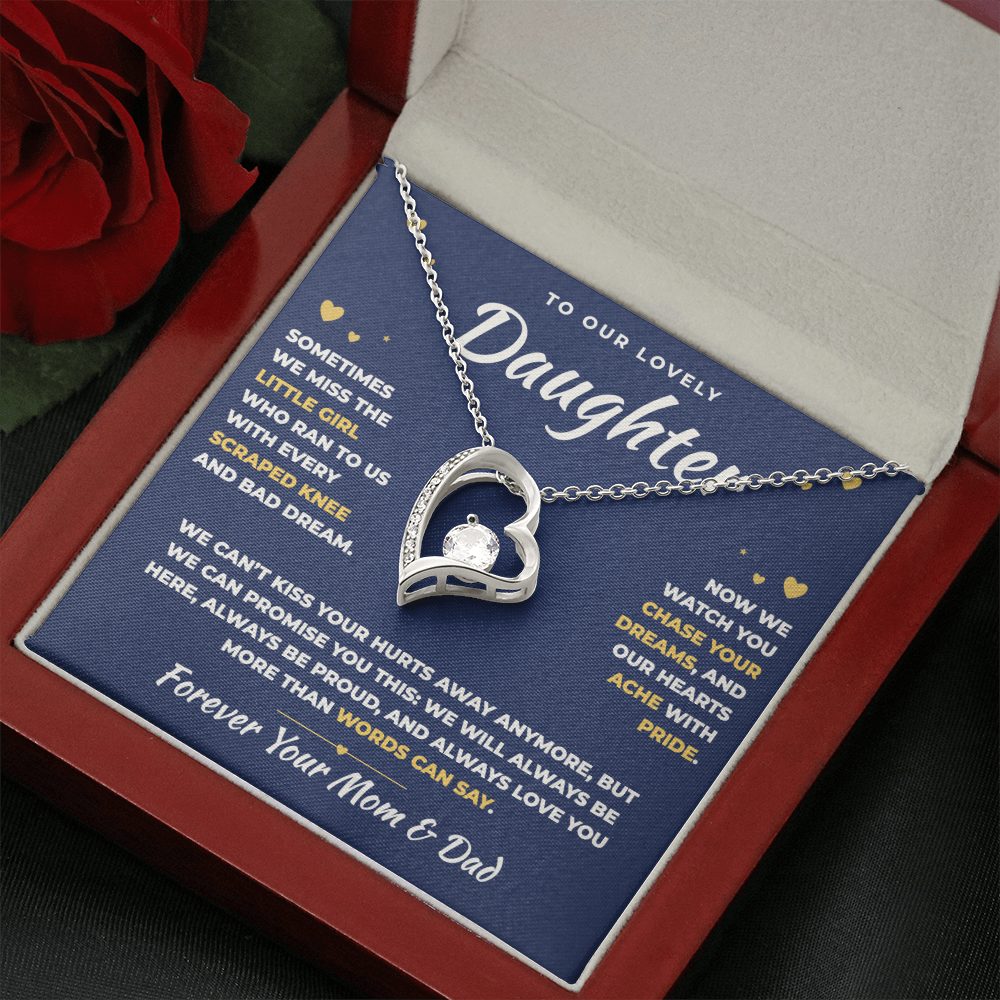 To Our Daughter Necklace From Mom & Dad – Our Hearts Ache With Pride (md.lg.3.fl)