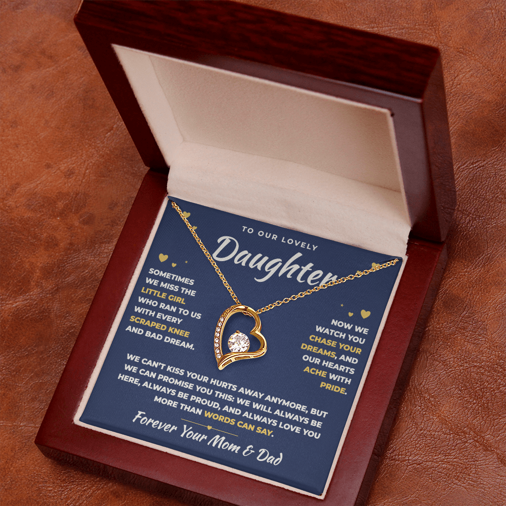 To Our Daughter Necklace From Mom & Dad – Our Hearts Ache With Pride (md.lg.3.fl)