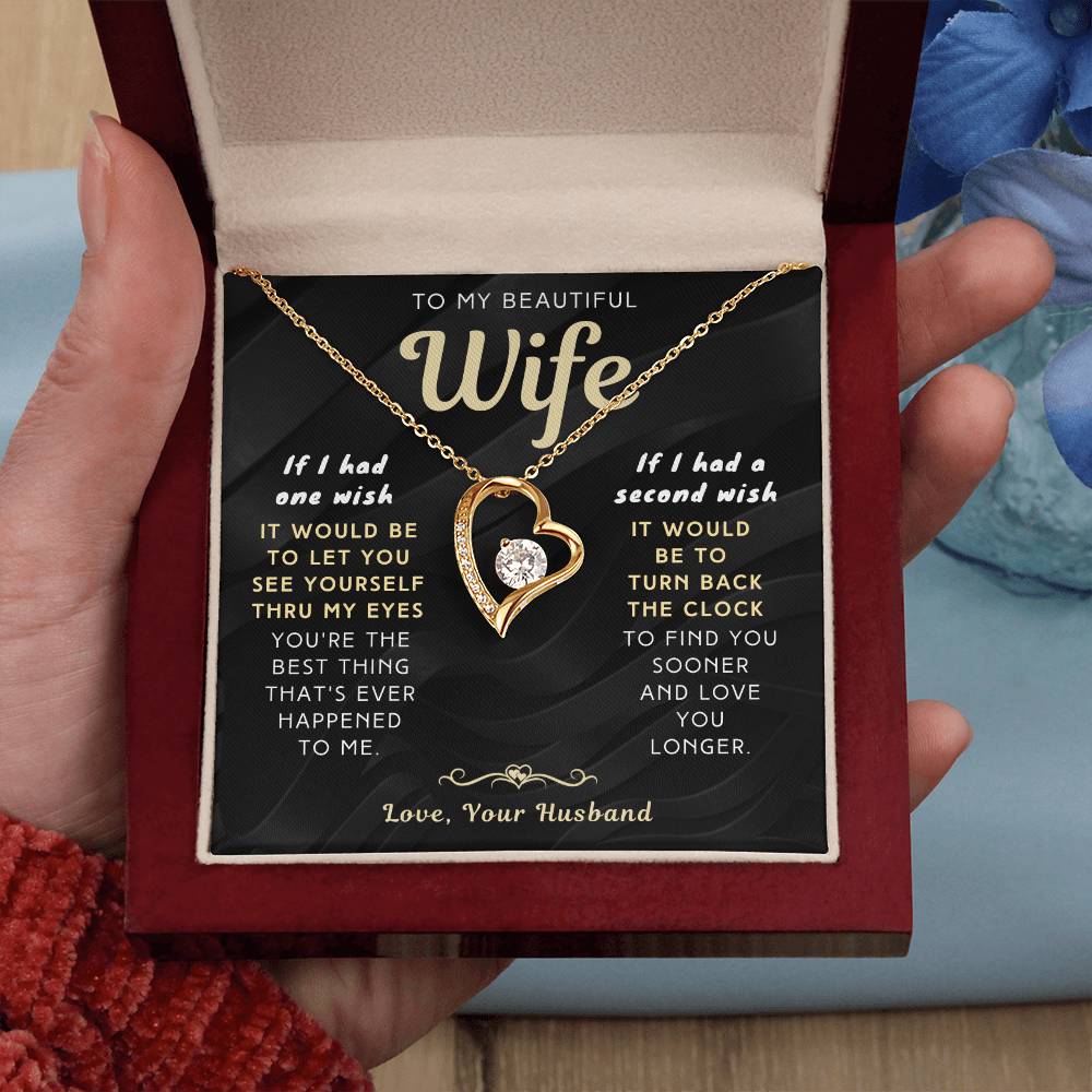 To My Beautiful Wife Necklace - If I had two wishes (189.fl.030)