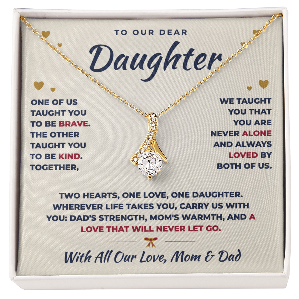 To Our Daughter Necklace From Mom & Dad – Two Hearts, One Love (md.both.1.al)