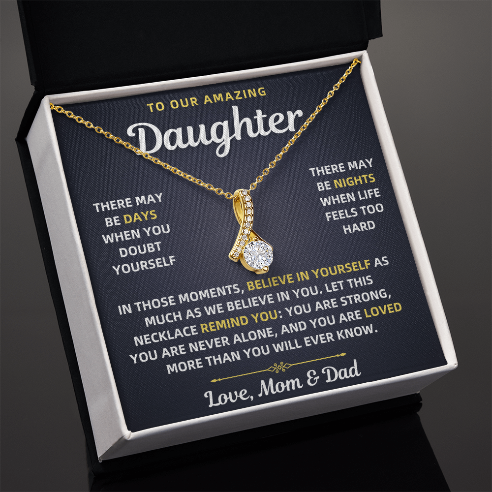 To Our Amazing Daughter Necklace From Mom & Dad – Believe in Yourself Gift