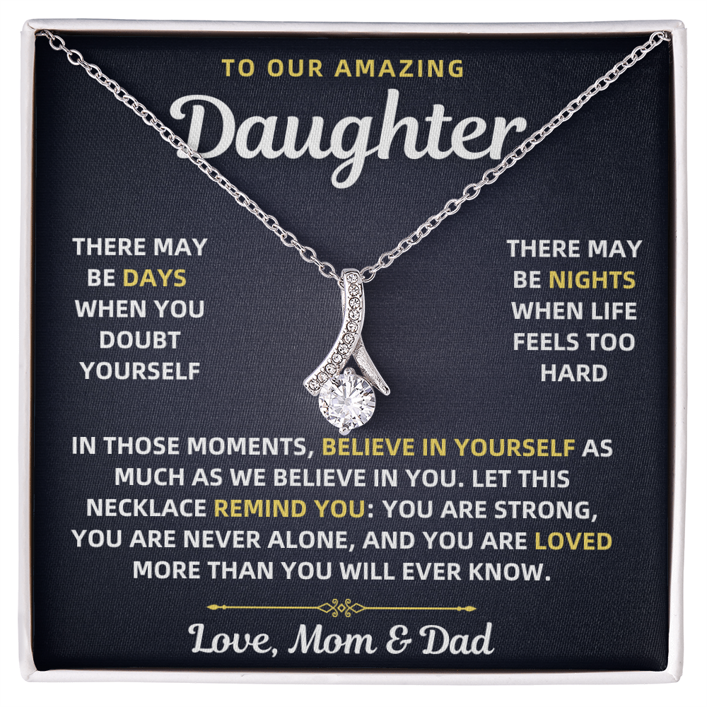 To Our Amazing Daughter Necklace From Mom & Dad – Believe in Yourself Gift