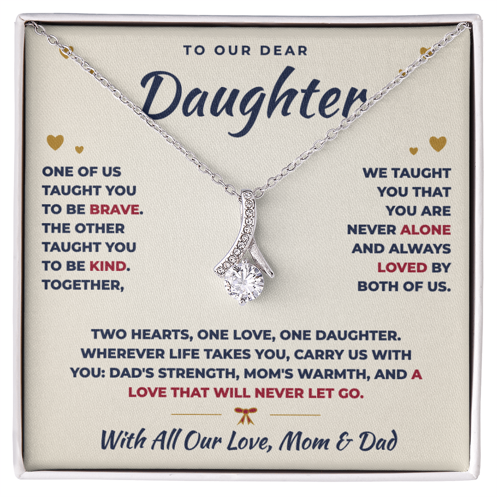 To Our Daughter Necklace From Mom & Dad – Two Hearts, One Love (md.both.1.al)