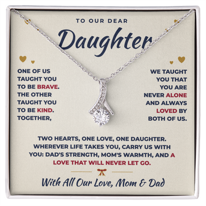 To Our Daughter Necklace From Mom & Dad – Two Hearts, One Love (md.both.1.al)