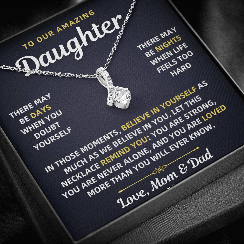 To Our Amazing Daughter Necklace From Mom & Dad – Believe in Yourself Gift