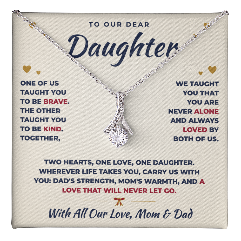 To Our Daughter Necklace From Mom & Dad – Two Hearts, One Love (md.both.1.al)