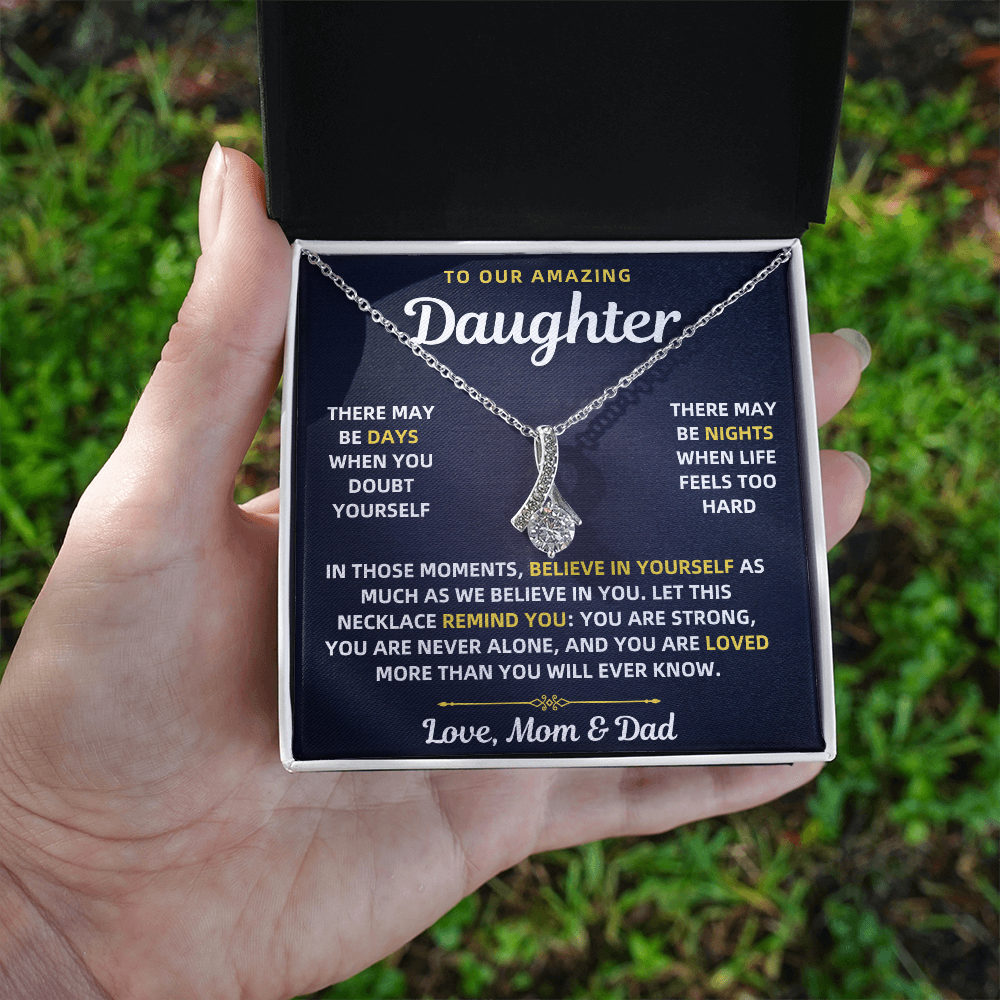To Our Amazing Daughter Necklace From Mom & Dad – Believe in Yourself Gift