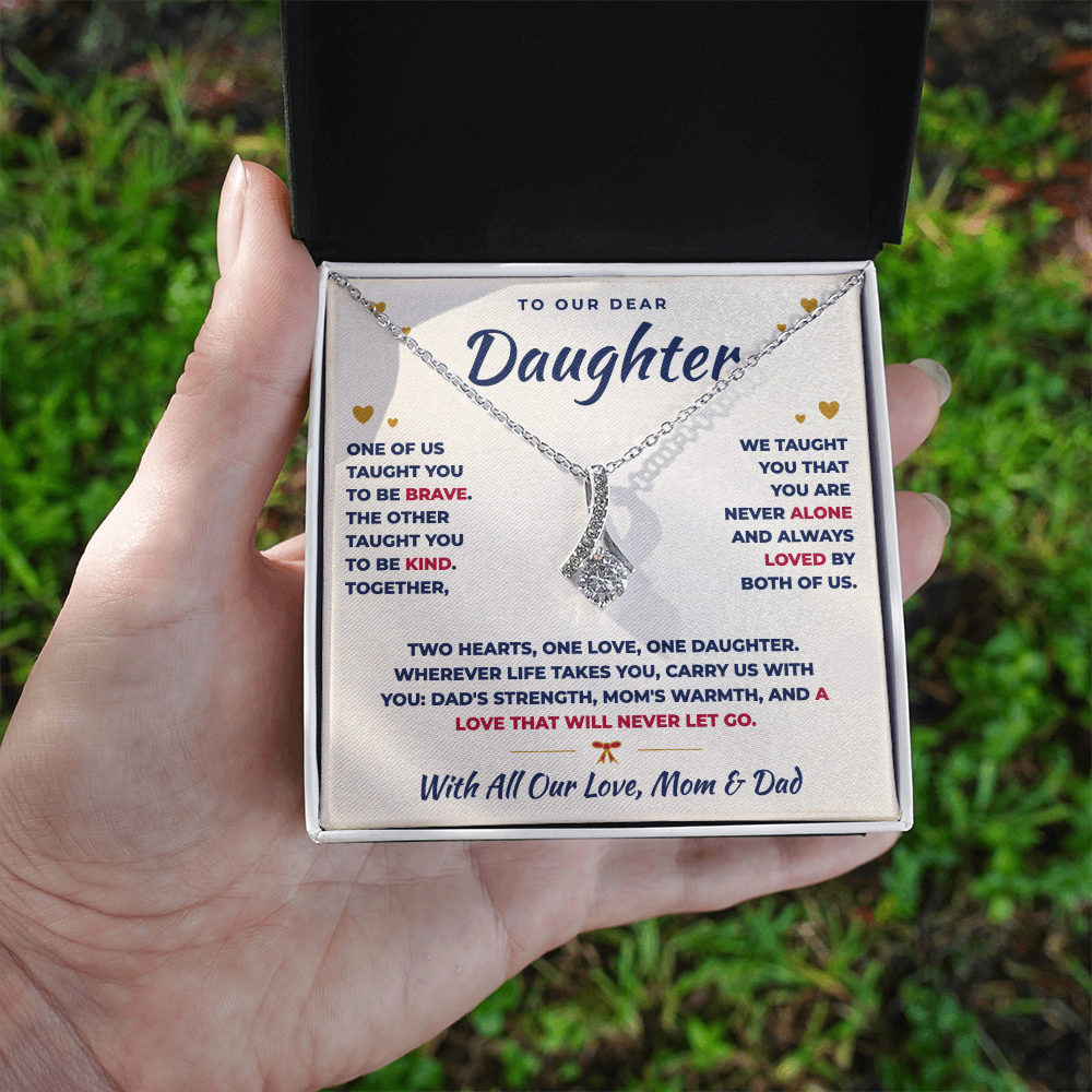 To Our Daughter Necklace From Mom & Dad – Two Hearts, One Love (md.both.1.al)