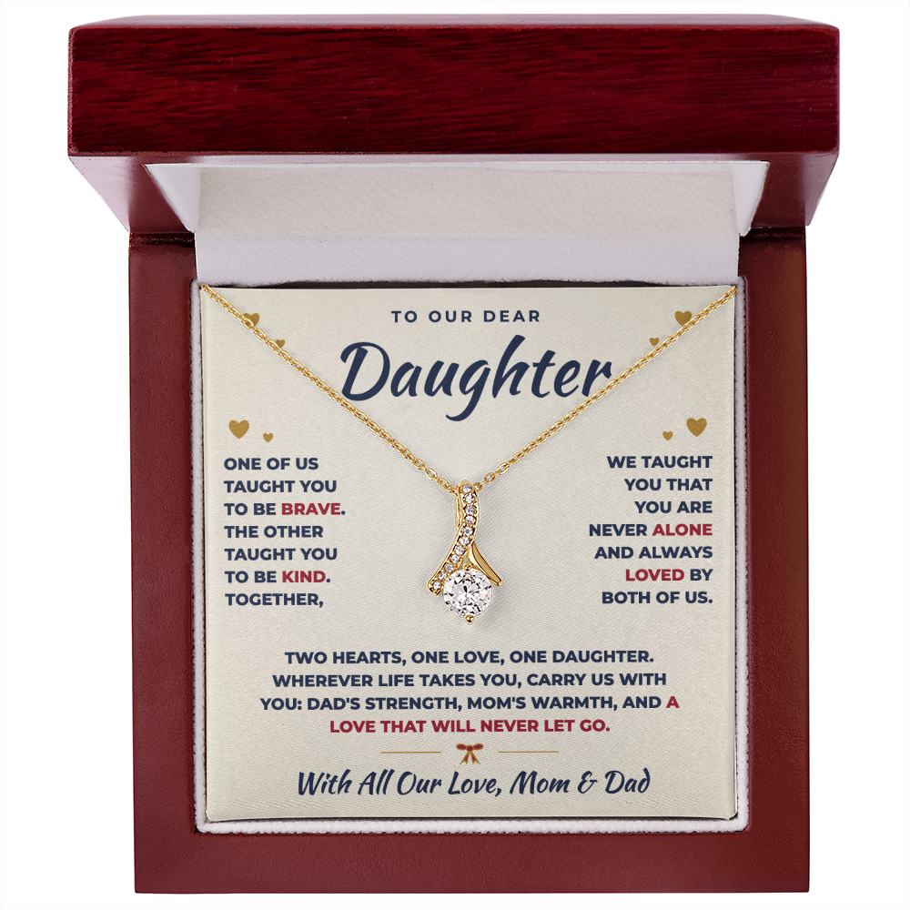 To Our Daughter Necklace From Mom & Dad – Two Hearts, One Love (md.both.1.al)
