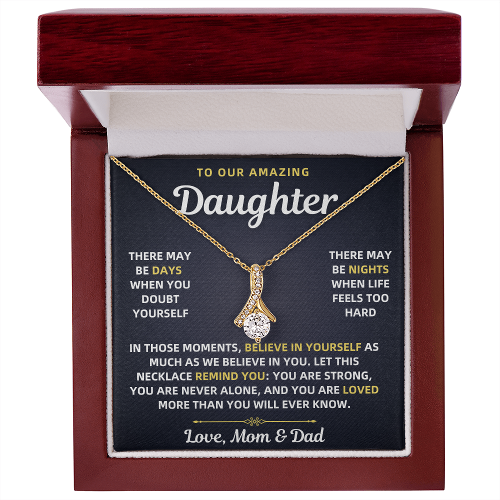 To Our Amazing Daughter Necklace From Mom & Dad – Believe in Yourself Gift