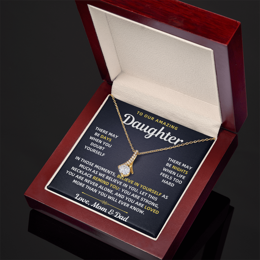 To Our Amazing Daughter Necklace From Mom & Dad – Believe in Yourself Gift