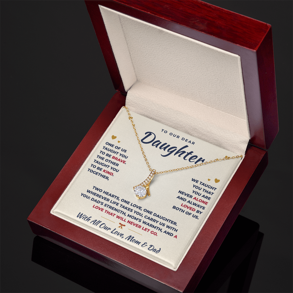 To Our Daughter Necklace From Mom & Dad – Two Hearts, One Love (md.both.1.al)