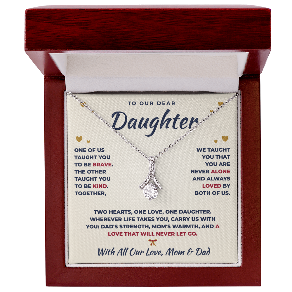 To Our Daughter Necklace From Mom & Dad – Two Hearts, One Love (md.both.1.al)