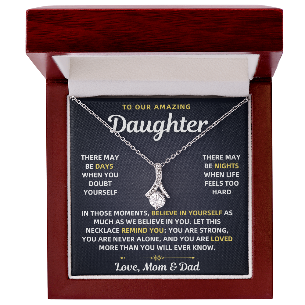 To Our Amazing Daughter Necklace From Mom & Dad – Believe in Yourself Gift