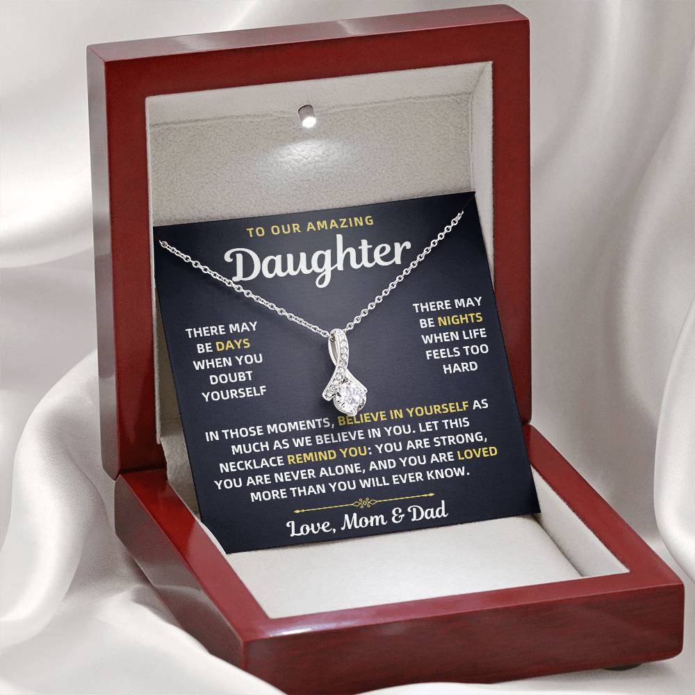 To Our Amazing Daughter Necklace From Mom & Dad – Believe in Yourself Gift