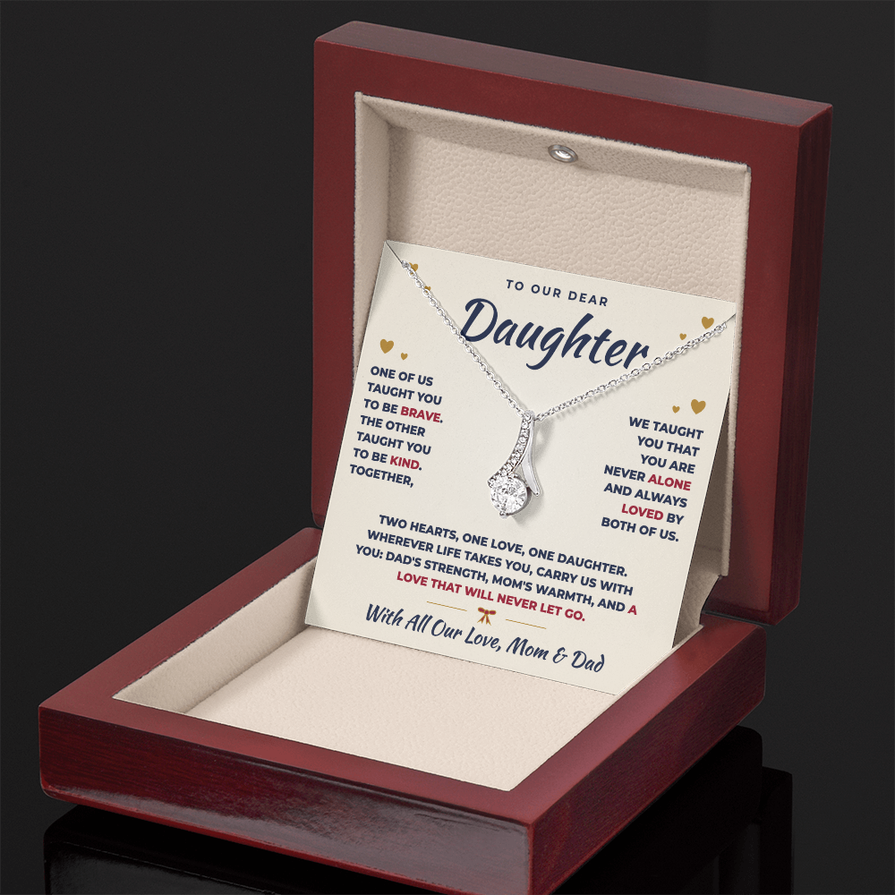 To Our Daughter Necklace From Mom & Dad – Two Hearts, One Love (md.both.1.al)