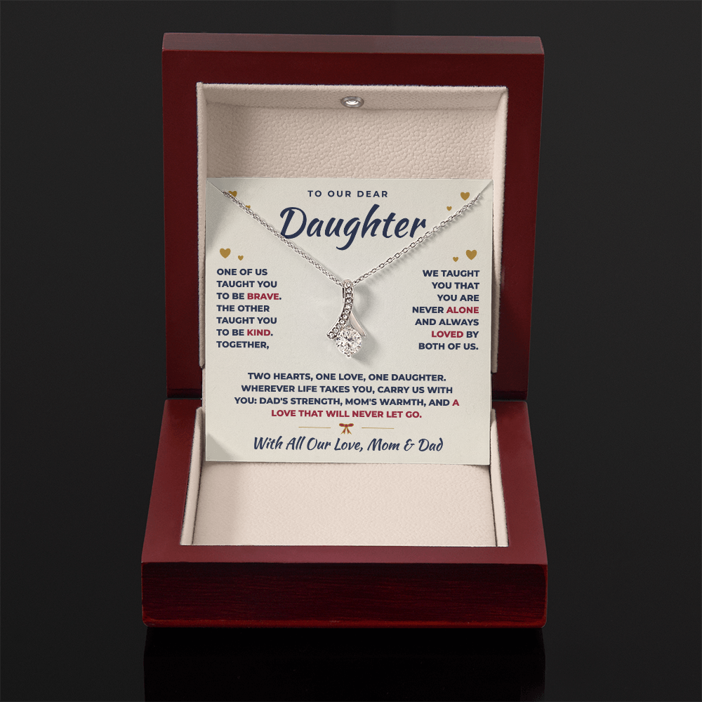 To Our Daughter Necklace From Mom & Dad – Two Hearts, One Love (md.both.1.al)