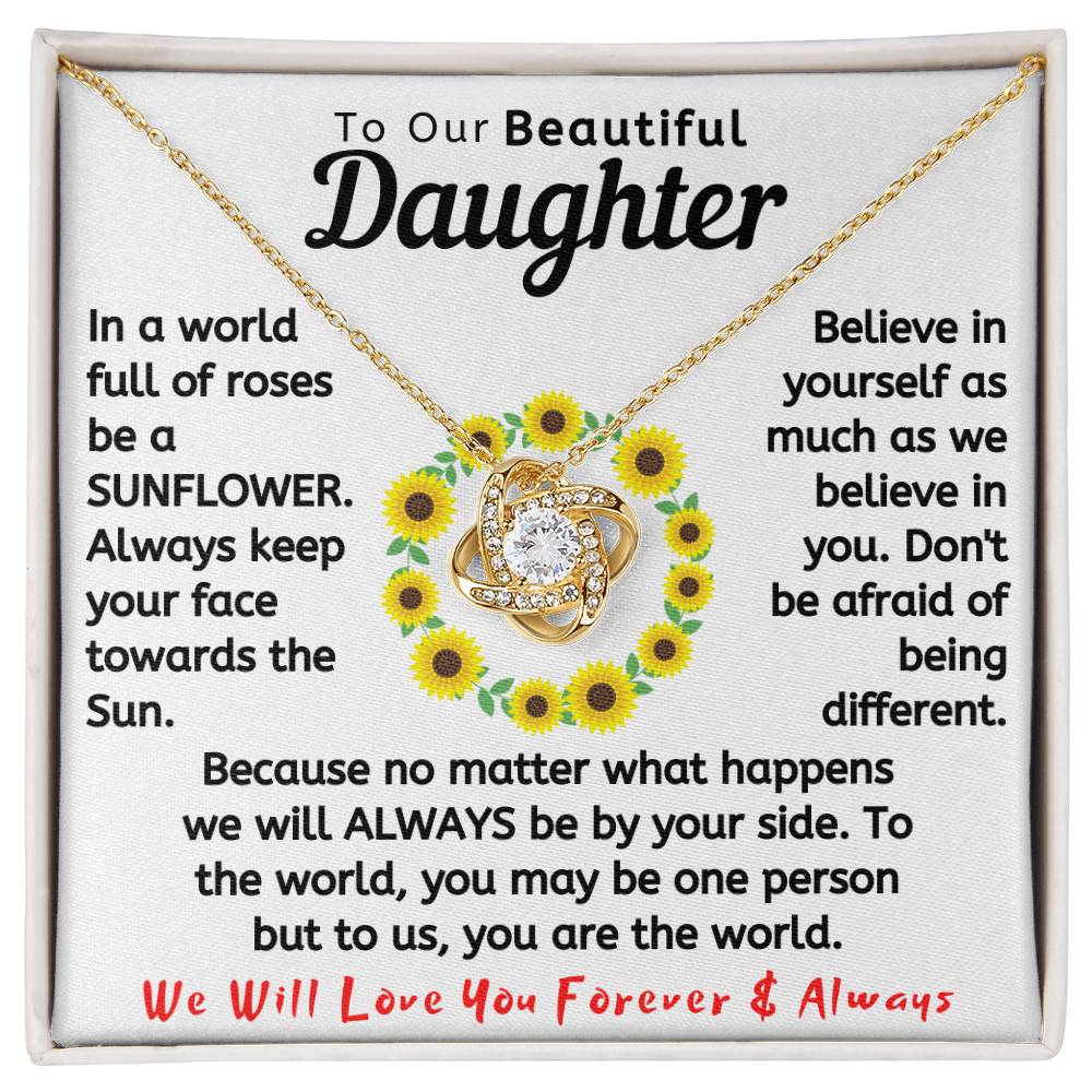 To Our Beautiful Daughter Necklace - In a world full of roses be a Sunflower (d.lk.004)