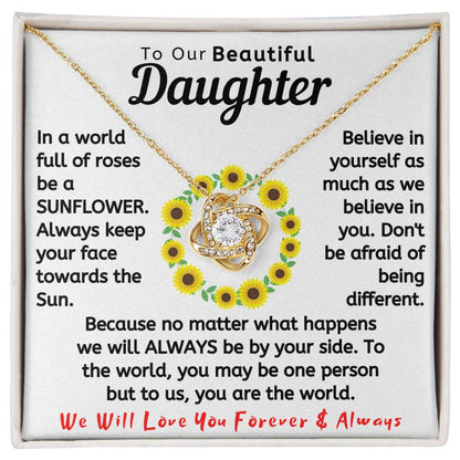 To Our Beautiful Daughter Necklace - In a world full of roses be a Sunflower (d.lk.004)