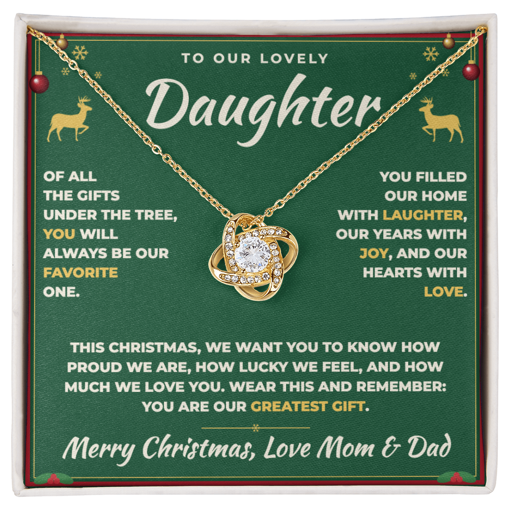 To Our Daughter Christmas Necklace From Mom & Dad – Our Greatest Gift (md.xmas.2.lk)