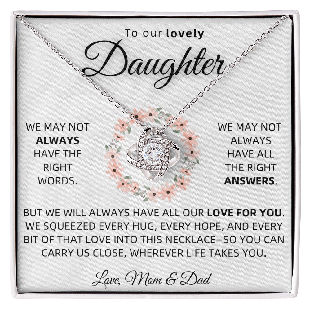 To Our Daughter Necklace From Mom and Dad – Love Knot Gift