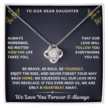 To Our Daughter Necklace From Mom & Dad – Love Will Follow- Personalize