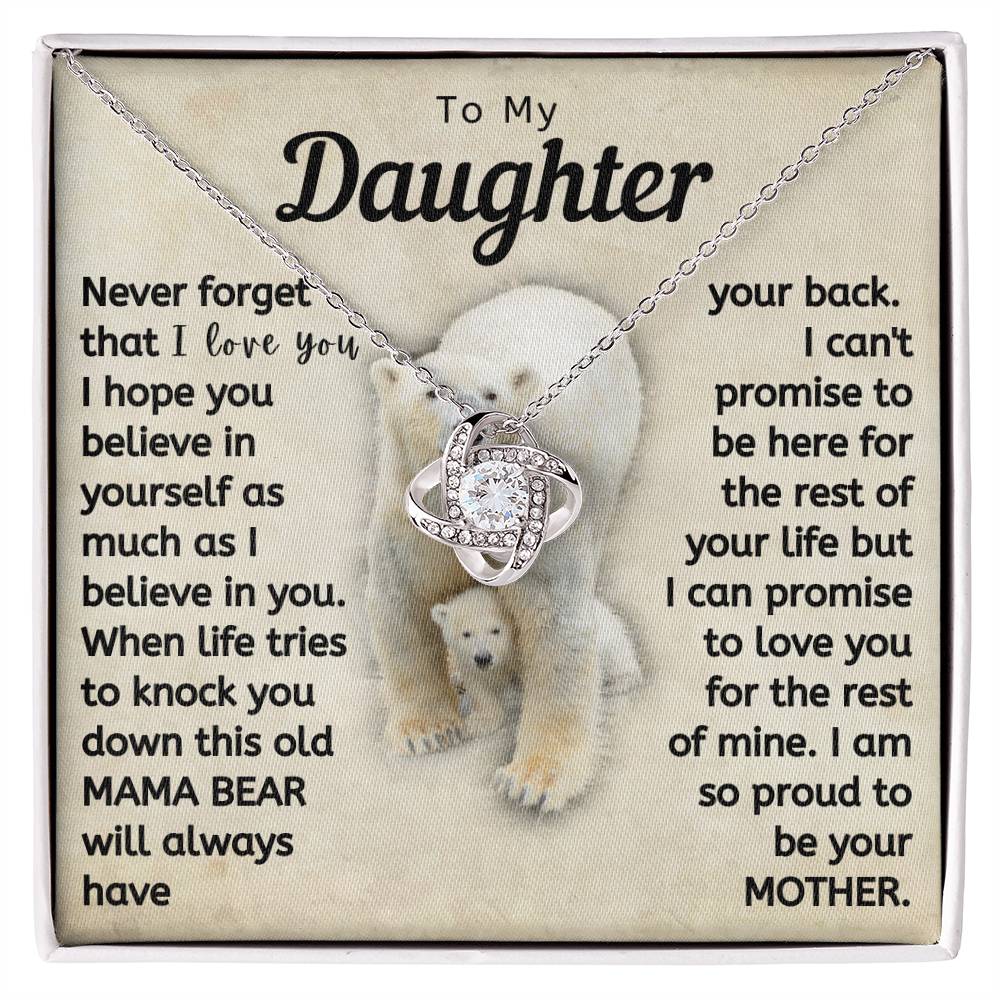 Daughter This Mama Bear Will Always Have Your Back Necklace (d.lk.004) 14K White Gold Finish / Luxury Box