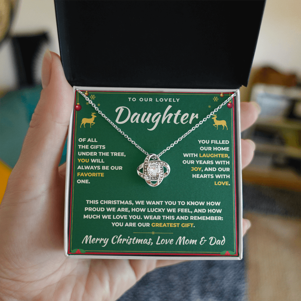 To Our Daughter Christmas Necklace From Mom & Dad – Our Greatest Gift (md.xmas.2.lk)